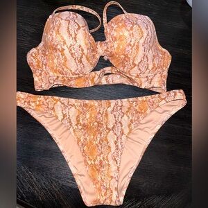 Shade & Shore SnakeSkin Bikini (Orange Brown Pink and Gold) 🧡